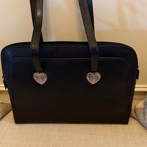 Coldwater Creek Black Laptop/Tablet Shoulder Bag with Heart Accents